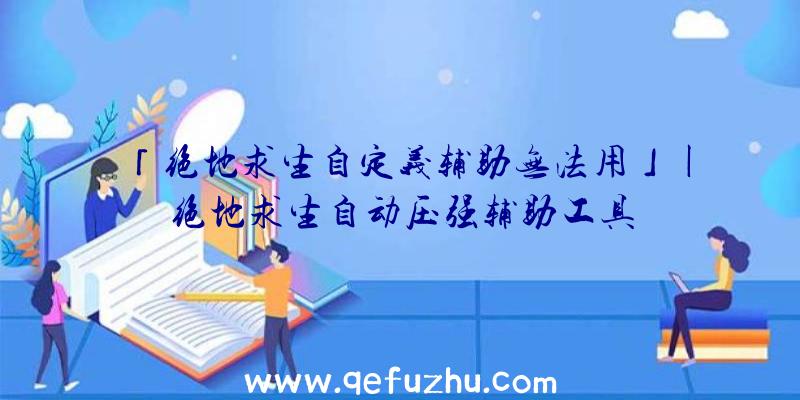 「绝地求生自定义辅助无法用」|绝地求生自动压强辅助工具